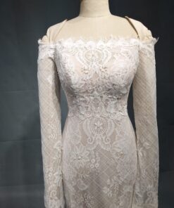Elainne off the shoulder long sleeve lace wedding dress from darius Cordell