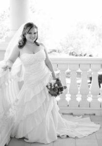 plus size wedding gown with tiered skirt