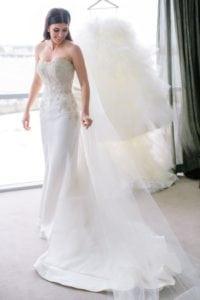 white strapless beaded wedding gown from Darius Collection