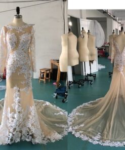 Anna Gerts Sheer long sleeve wedding dress ordered on a 3 week rush from Darius Cordell