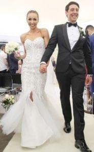 Beaded embroidery on strapless wedding dresses from the Darius Collection