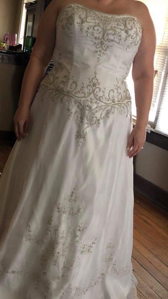 a-line plus size wedding gown with embroidery from Darius Bridal