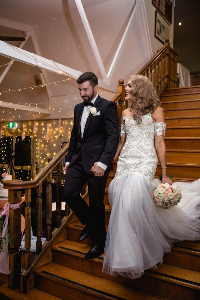 fitted bridal gowns with shoulder sleeve from Darius Bridal