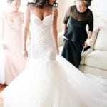 Fitted to flare wedding gown with lace straps from Darius Bridal