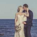 Illusion neckline beaded bridal dresses