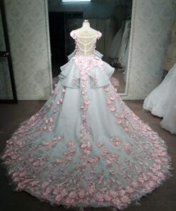 LK1203(8) - gray and pink bridal gown from Darius Cordell