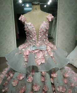 LK1203(9) - Off the shoulder plus size peplum wedding gown 