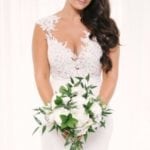 Sleeveless soft lace bridal gowns