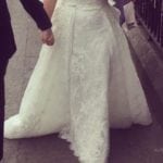 Strapless bridal gown with lace over skirt from Darius Bridal