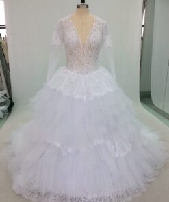 Style #C2018-Carroll V-neck Beaded lace wedding gowns from Darius Couture