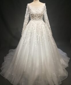 JT-066 (6) Scoop neck long sleeve bridal gown from Darius Cordell