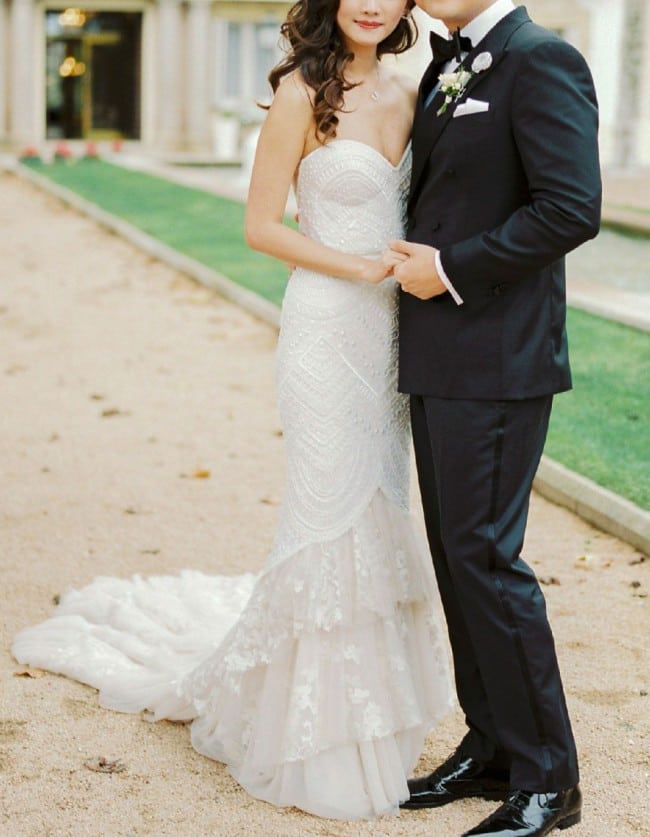 Beaded lace bridal gowns from the Darius Collection