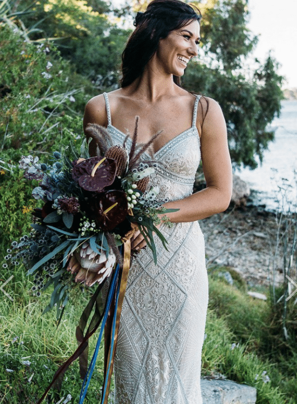Strapless lace bridal dress from DARIUS FASHION