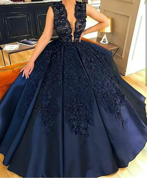 Gorgeous Navy Deep Blue Wedding Ball Gown Evening Dress With Crystal Bead  Applique. Choice of Colours - Etsy | Blue ball gowns, Prom dresses blue, Ball  gowns evening
