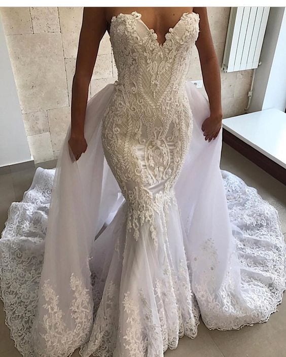 Detachable ball gown train wedding dresses – DARIUS FASHIONS