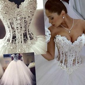 Rhinestone crystal corset wedding dress ...