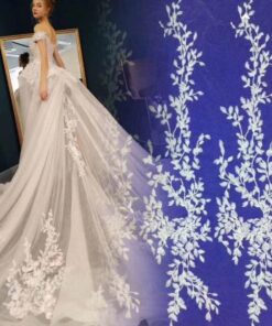 Off the shoulder bridal gown with long train