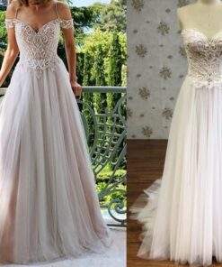 Off the shoulder a-line bridal gown replica