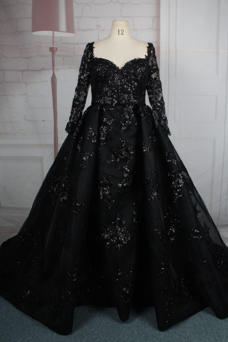 black gown with full sleeves