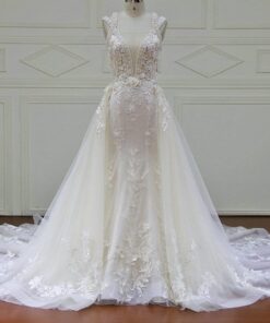 C2019-ST0702 Sleeveless bridal gowns with detachable overskirts from darius cordell