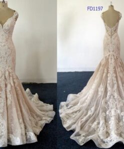 Style FD1197 Two tone sleeveless fit-to-flare wedding gown from Darius Cordell Fashion