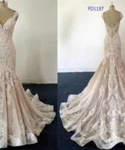 Style FD1197 Two tone sleeveless fit-to-flare wedding gown from Darius Cordell Fashion