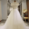 Style VNDM629 - Modest short sleeve ball gown wedding dress