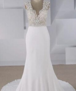 Style VNDM944 - Sleeveless empire waist bridal dress with v-neck