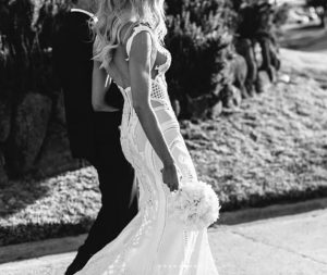 Back of Kate Twigley celebrity wedding gown