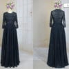LE2003 navy blue grandmother of the bride dress with sleeves from darius cordell