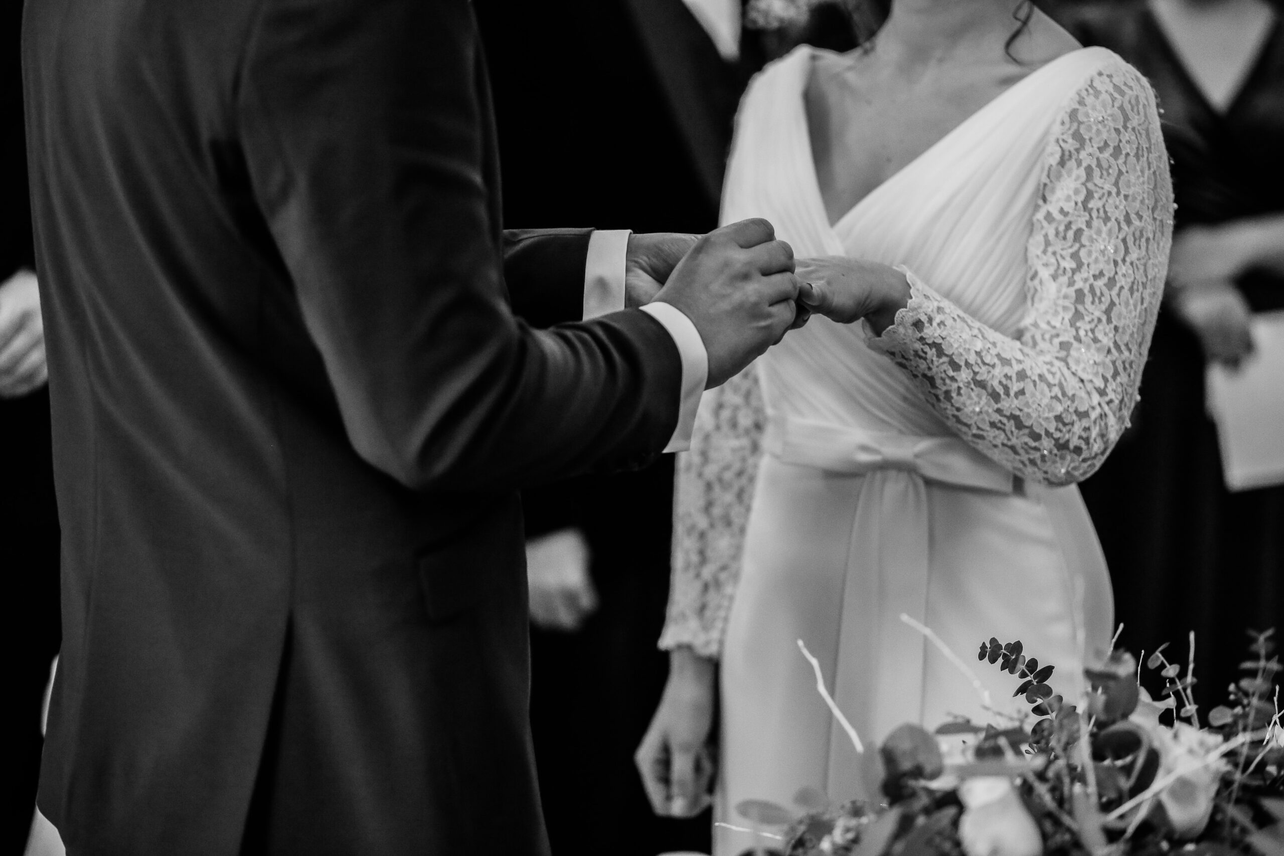 Long sleeve v-neck wedding dress