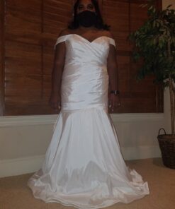 Off the shoulder plus size wedding gown from Darius Cordell