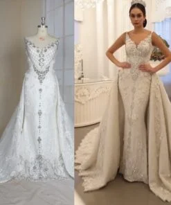 Replica crystal beaded wedding gown inspired by Leo Almodal