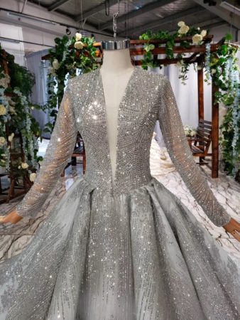 Hypnotic Silver Wedding Dress | Silver wedding dress, Wedding gowns, Fancy  wedding