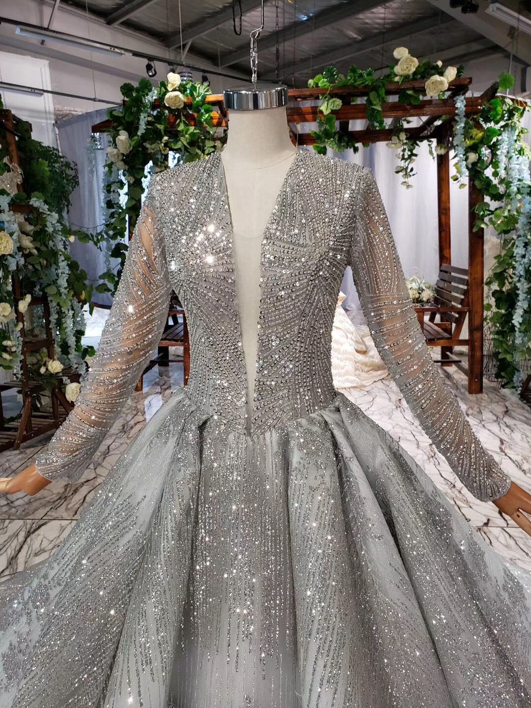 silver wedding dresses