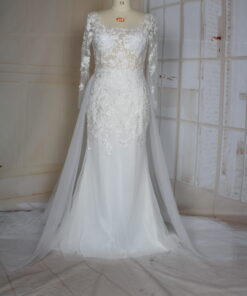 C2021-PaigeC - long sleeve lace wedding gowns with train from Darius Cordll