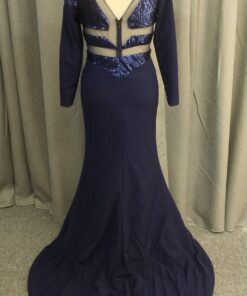 C2021-Rosa - Navy blue plus size evening gown with sleeves from Darius Cordel