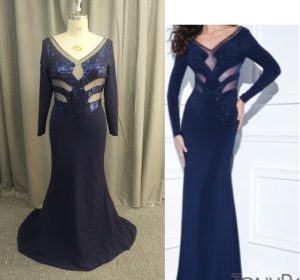 C2021-Rosa - Replica navy blue evening gown inspired by Tony Bowls