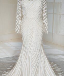 C2021-Jumoke Elegant long sleeve illusion neck line wedding gown from darius cordell