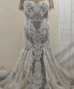 C2021-LaToya - Plus size embroidered wedding gown with illusion neckline from Darius Cordell