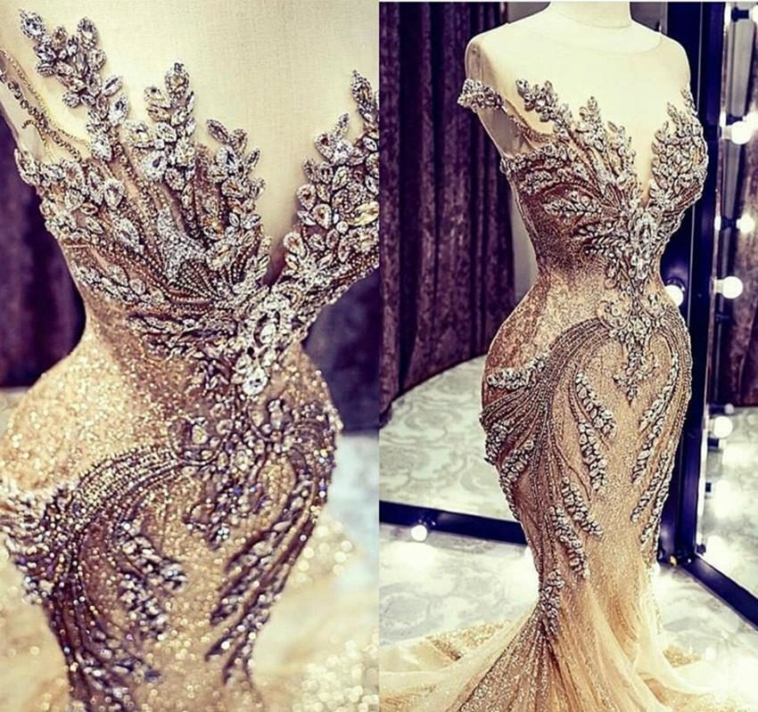 Crystal rhinestone beaded lace evening gown perfect for any Pageant