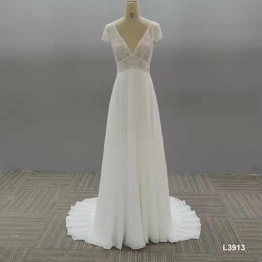Empire waist wedding dress with embellished waistband LBB003 -