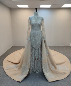 C2021-MHidalgo beaded lace wedding gown with detachable skirt from darius cordell