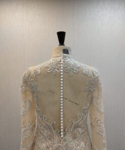 C2021-MHidalgo sheer back wedding gown with buttons