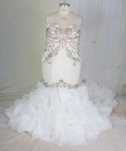 Style C2022AurielJ - Strapless plus size fit-to-flare wedding gown with bling