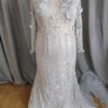 Kawana-1 Light Platinum silver grey long sleeve plus size wedding gown from Darius Cordell