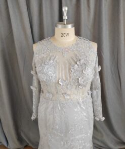 Kawana-2 Plus size silver grey wedding gown