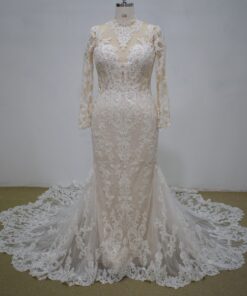 MA21047 (1) 358 traditional beaded long sleeve lace wedding gown with train from darius cordell