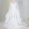 Amanda - long sleeve off the shoulder wedding gown with detachable train
