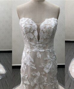 LW2221-148 strapless nude and ivory embroidered wedding gown from Darius Cordell